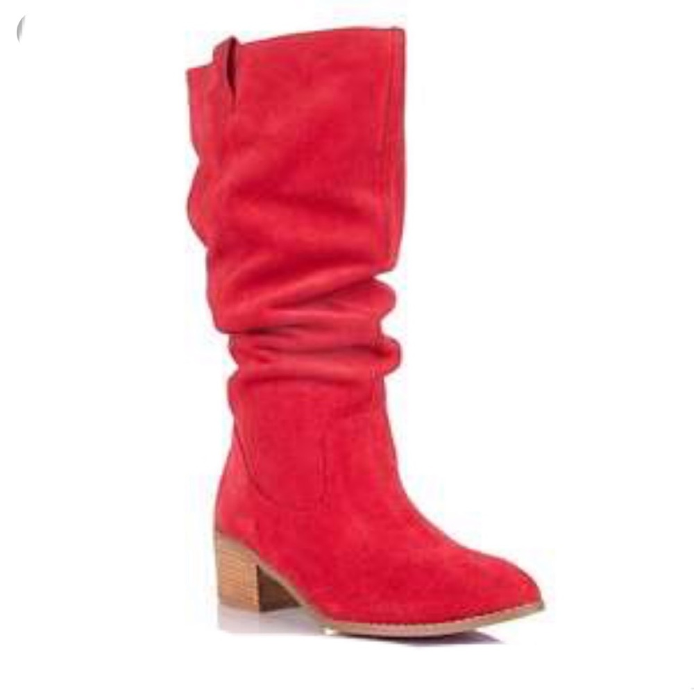 Twiggy London High Boots Red